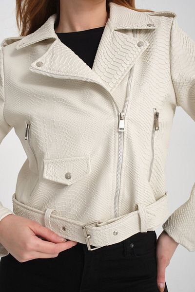 İLKCET MODA Slim Women's Jacket with Snakeskin Detail