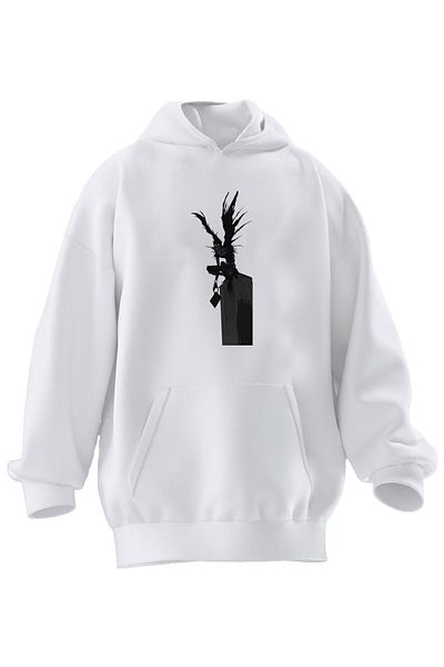 NMG TEKSTİL Φούτερ με κουκούλα Unisex Premium από βαμβακερό λευκό ρόπαλο με στάμπα με 3 νήματα