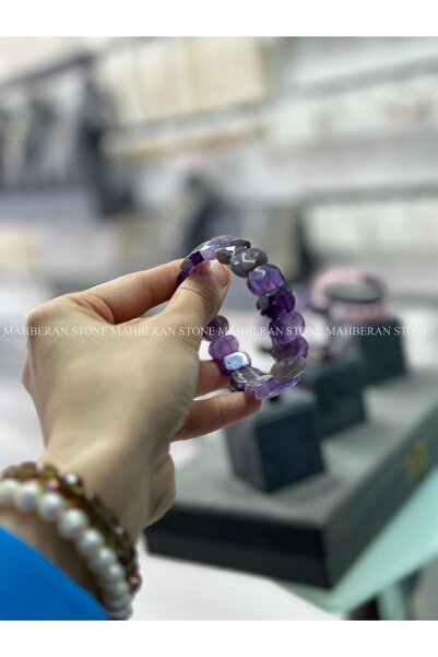 MAHBERAN STONE Sertifikalı Ametist Özel Kesim Bileklik Doğal Taş Bileklik