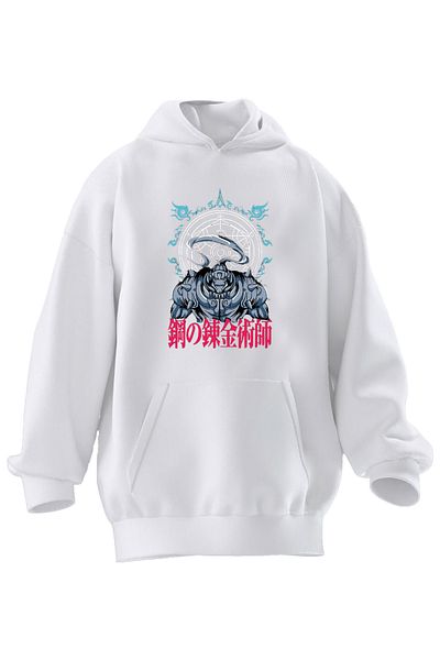 NMG TEKSTİL Φούτερ Unisex Premium Βαμβακερό Λευκό Μαύρο Ρινόκερος με στάμπα με κουκούλα 3 νημάτων