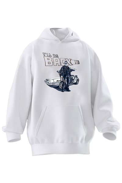 NMG TEKSTİL Hanorac cu glugă unisex din bumbac premium cu spate alb I Ll Be imprimat cu 3 fire