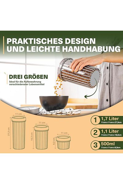Viwares Linea Rundes Vorratsdosen 9er Set mit Drehdeckel in Grau