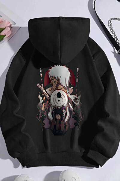 Massgai Hanorac cu glugă supradimensionat unisex cu imprimeu Naruto Uchiha Ob...