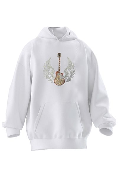 NMG TEKSTİL Hanorac cu glugă unisex din bumbac premium cu piatră albă, imprimat cu 3 fire