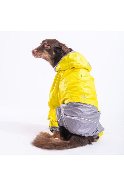 Pawstar Yellow-Grey BiColor Medium and Large Breed Dog Jumpsuit Raincoat Dog Raincoat Dog Outfit