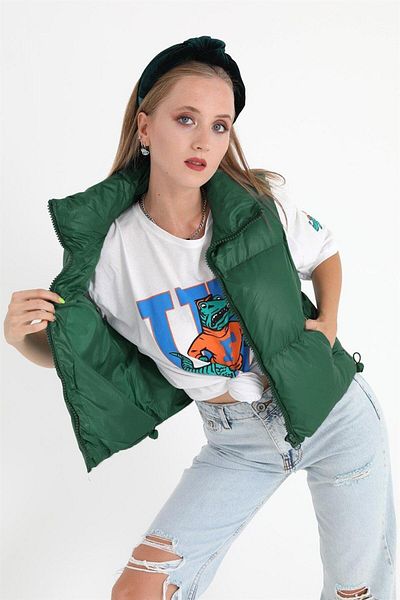 VAPUR TEKSTİL Parachute Fabric Vest - Zippered, Dark Green