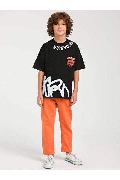 Zekids Момче - Памучен Noisyclub с надпис, къс ръкав, тениска