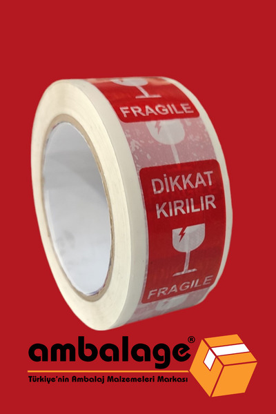 Ambalage Dikkat Kırılır Bandı Kırılır Etiketli Bant 45mm X 100m Koli Bant Hot...