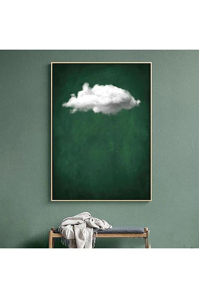 Linacci Set de picturi din sticlă cu cadru metalic auriu unic Green Cloud Poster