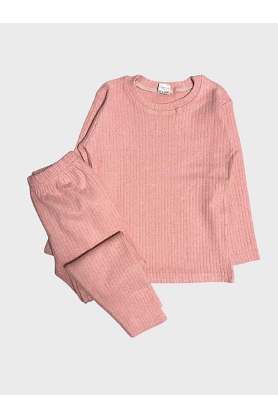 ALİŞ KİDS Girl's Cotton Dried Rose Color Corduroy Long Sleeve Tights Set