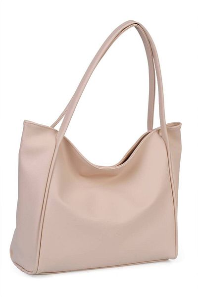 ARTON Cream Faux Leather Corded Casual Shoulder Bag