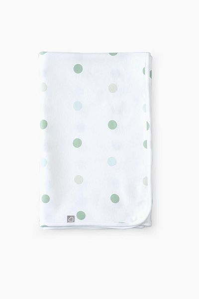 Boumini 80X100 cm Cotton Double Layer Baby Blanket Green Polka Dots