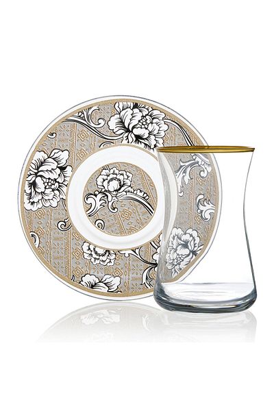 Anadolia 12 Piece September Motif Glass Tea Set