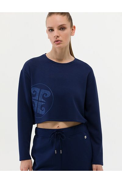 Pierre Cardin Navy Blue Crop Top Sweatshirt 50263679 -Vr033
