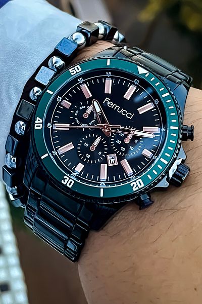Ferrucci New Season Black Men's Wristwatch - Steel Cord, Waterproof Bracelet Gift