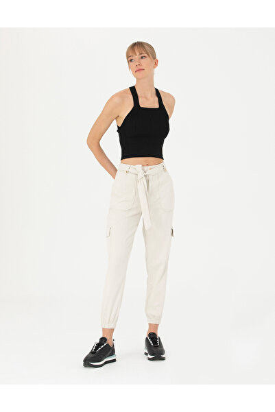 Pierre Cardin Κρεμ Λινό Μικτό παντελόνι από καμβά Παντελόνι jogger Fit 502637...