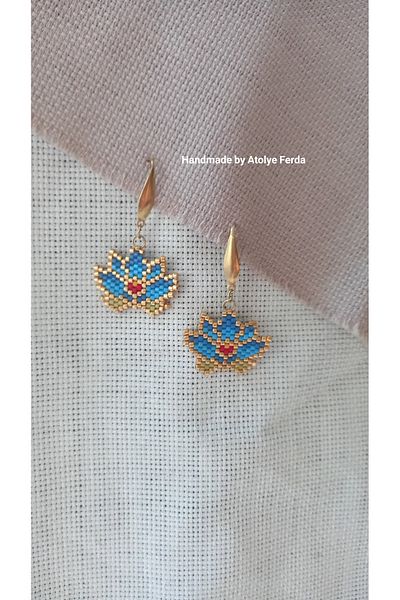 Atolye Ferda Lotus Flower Figured Miyuki Earrings with Steel Apparatus