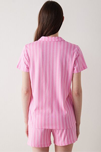 Penti Pink Strapless Gömlek Şort Pembe Pijama Takımı