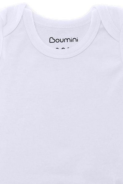 Boumini بدلة أطفال قطنية بياقة على شكل ظرف أبيض - 0-36 شهرًا، بأكمام قصيرة