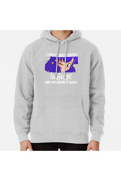 Denim Iconic Anime Merchandise - I Only Care about Anime Printed Sweatshirt