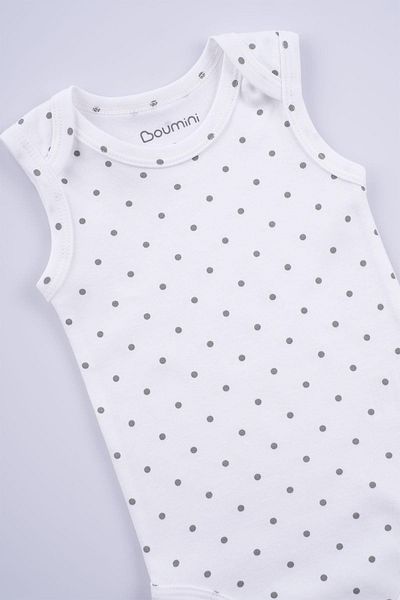 Boumini Gray Polka Dot Cotton Baby Body - Undershirt Design with Snap Fasteners