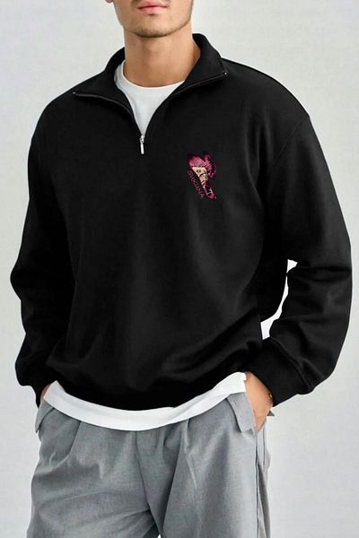 Massgai Jujutsu Kaisen Yuji Ithadori Sakuna Printed Unisex Oversize Hoodie - Φούτερ με μισό φερμουάρ