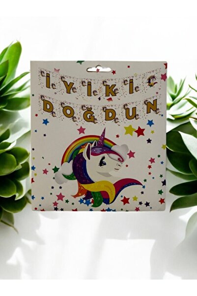 LASAGNA STORE Banner de aniversare cu unicorn și plic decorativ