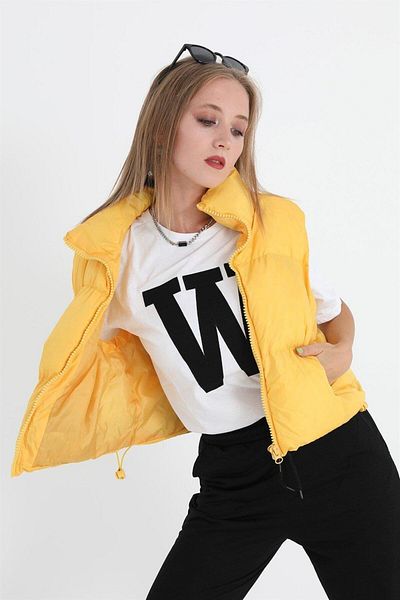 VAPUR TEKSTİL Yellow Parachute Fabric Zippered Vest