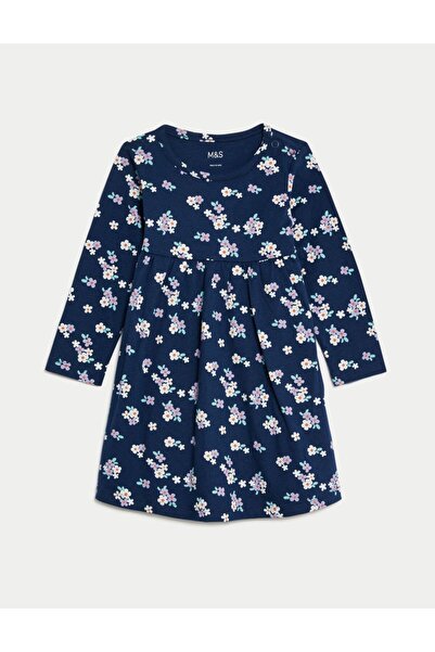 Marks & Spencer Saf Pamuklu Çiçek Desenli Elbise (0-3 Yaş)