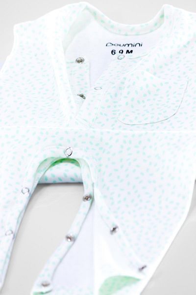 Boumini Sleeveless Long Legged Snap Fastener Baby Jumpsuit Leaves Mint