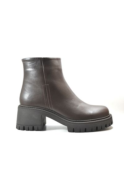Onlo Ayakkabı Onlo Shoes MA.3105 Γυναικείες μπότες από γνήσιο δέρμα καφέ χοντρή σόλα