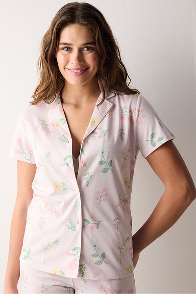 Penti Margot Printed Shirt Pants Pink Pajama Set