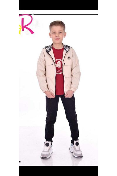 Ribbon kids Embroidered Zippered 3-Piece Boy's Leather Jacket Set