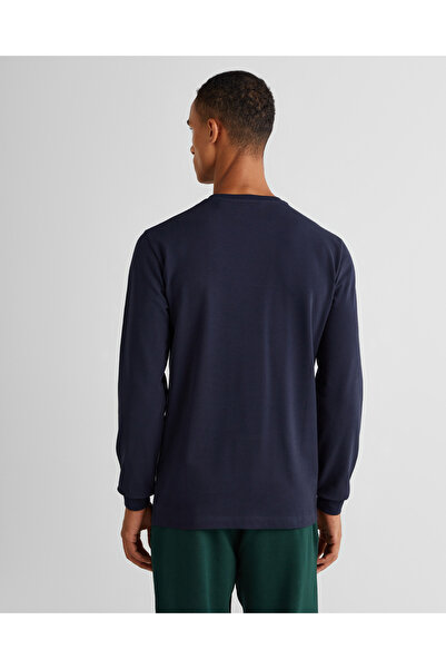 Gant Erkek Lacivert Slim Fit Bisiklet Yaka Uzun Kollu T-Shirt