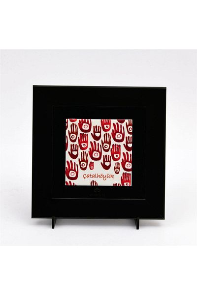 Anadolia Panou de pictură din ceramică din seria Çatalhöyük Hands cu cadru negru