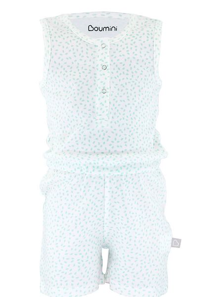 Boumini Mint Colored Sleeveless Elastic Waist Shorts Jumpsuit Salopet