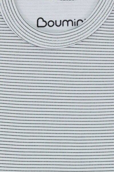 Boumini Cotton Baby Snapback Undershirt Body Black Striped Envelope Collar