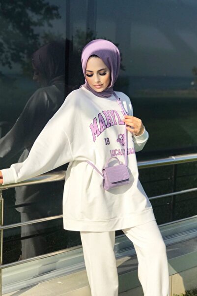 Basicpark Maryland Cotton Oversize Ecru Bottom Top Set