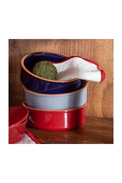 Mudo Home Natural Round Oven Dish 1000ml Red