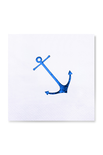 Story 33x33 سم مرساة ورقية زرقاء منقوشة بحرية 16 قطعة مناديل ورقية بيضاء اللون