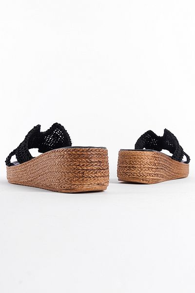 Capone Outfitters Damskie, dzianinowe kapcie na koturnie