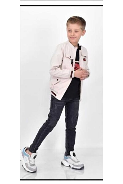 Ribbon kids Вишитий комплект з 3 предметів для хлопчика з шкіряною курткою на...