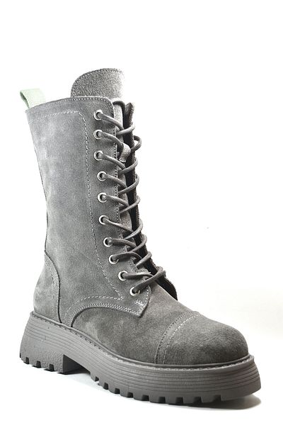 Onlo Ayakkabı Onlo Shoes ER.330 Γνήσιο δέρμα Nubuck Γκρι μακριές γυναικείες μπότες