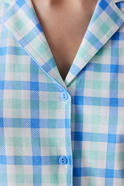 Penti Colored Gingham Düğmeli Çok Renkli Gömlek Pantolon Pijama Takımı