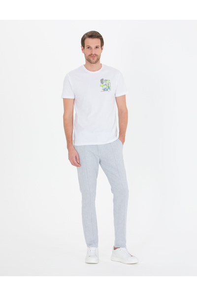 Pierre Cardin Λευκό μπλουζάκι με στάμπα με λεπτή εφαρμογή 50263926-VR013