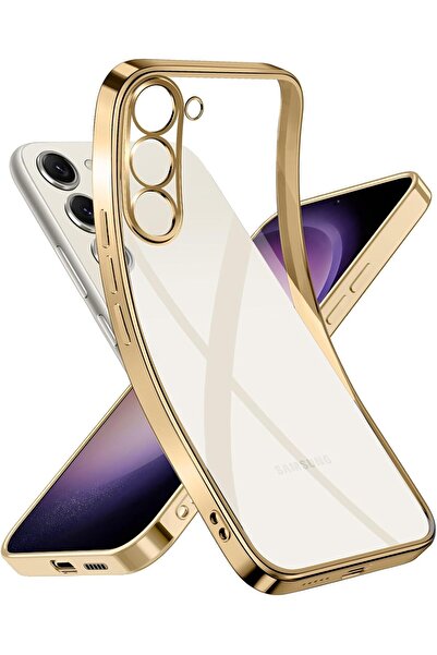 Rivor Samsung Galaxy S24 FE Uyumlu Kılıf Kamera Korumalı Kenarlar Renkli Logo Gösteren Şeffaf Parlak Kapak