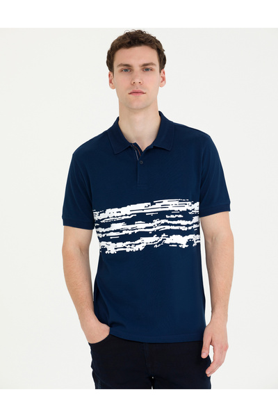 Pierre Cardin تي شيرت بياقة بولو باللون الأزرق الداكن 50263931 -VR033