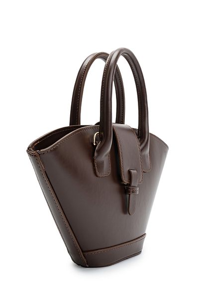 Golden Women's Shoulder Bag - Asymmetrical Cut, Brown