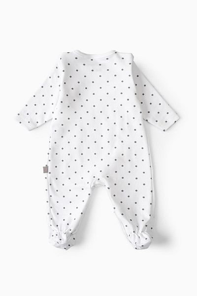 Boumini Baby Booties Jumpsuit Gray Polka Dot
