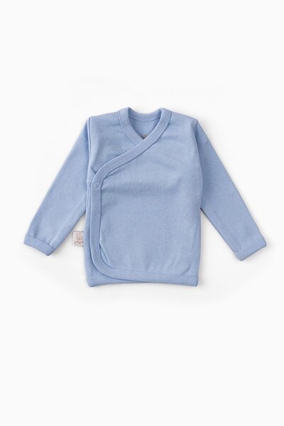 Uygun Bebe 2-Piece 100% Cotton Long Sleeve Side Closure Baby Inner Outer Bodysuit Blue